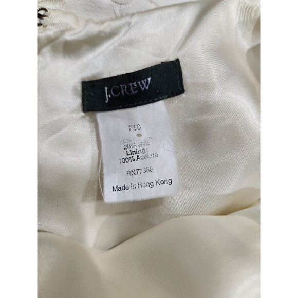 J Crew Ivory Silk Cotton Blend Floral Damask Scoop Back Dress, 10 - Picture 8 of 8